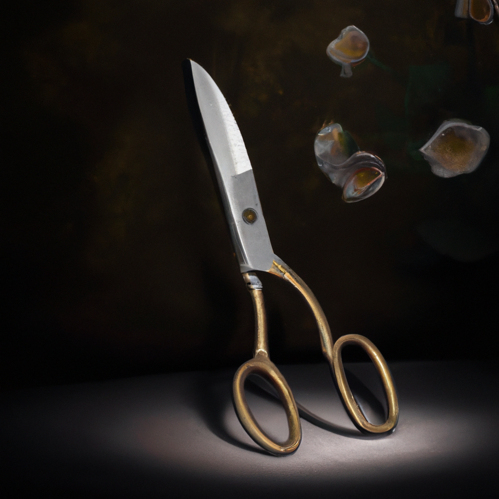 Estudio de florística con luz dramática, ramo elegante, tijeras profesionales y texturas naturales en alta definición